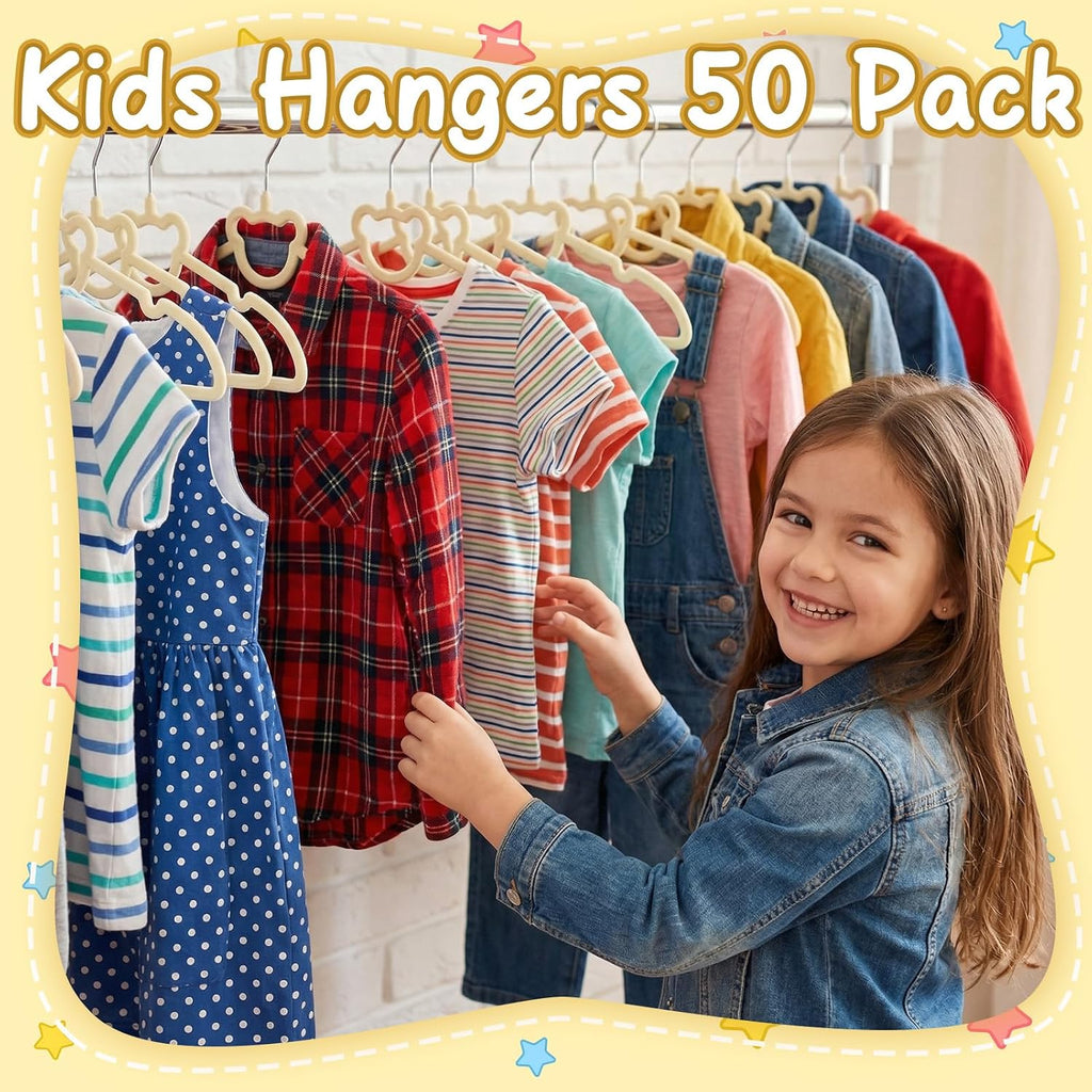 50 Pack Velvet Baby Hangers with Clips Kids Hangers with Size Dividers