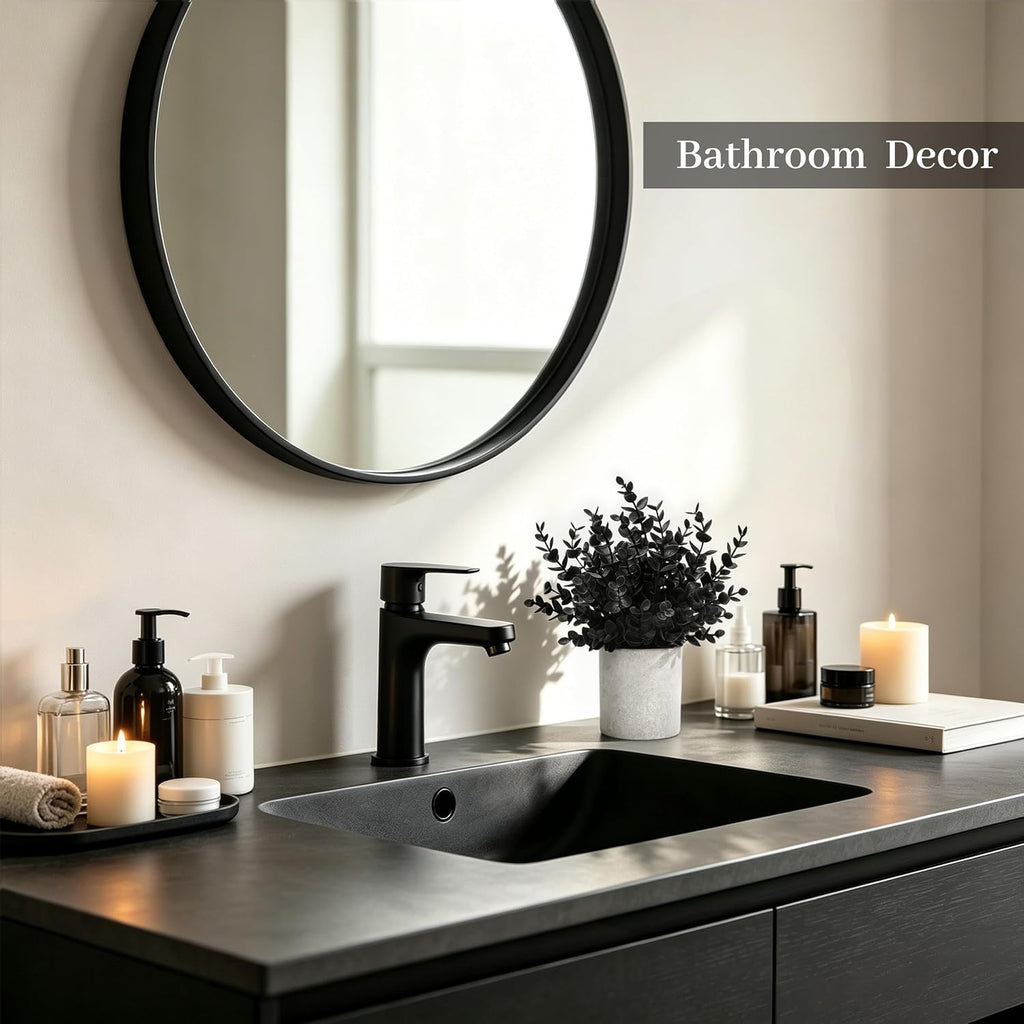 Der Rose 3 Pack Black Eucalyptus Fake Plantsfor Halloween Bathroom Decor