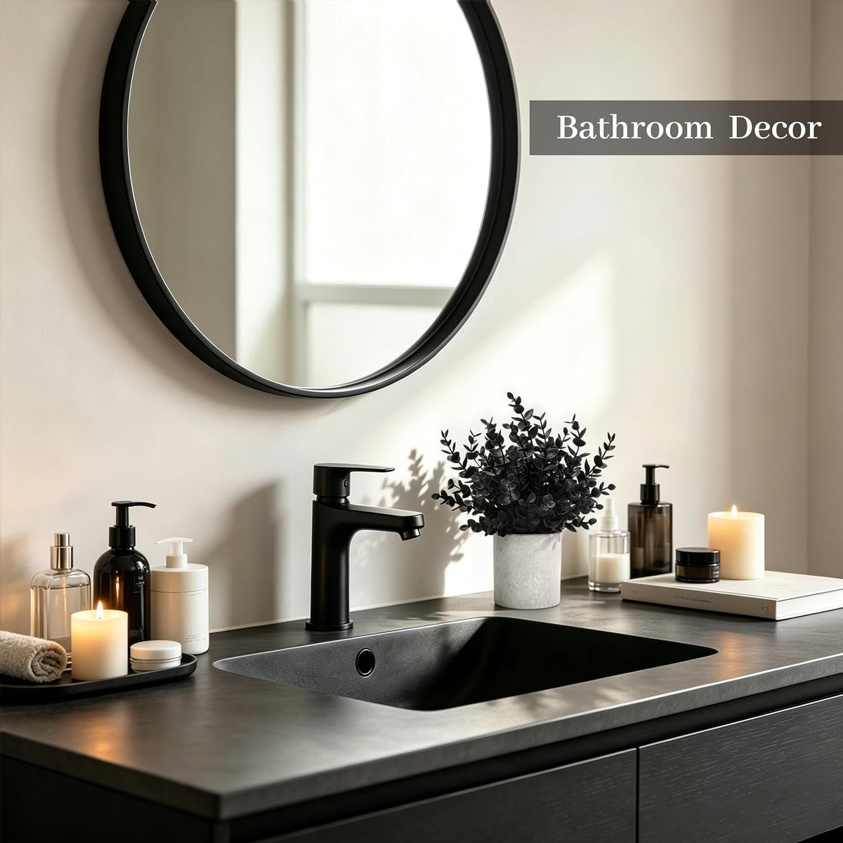 Der Rose 3 Pack Black Eucalyptus Fake Plantsfor Halloween Bathroom Decor
