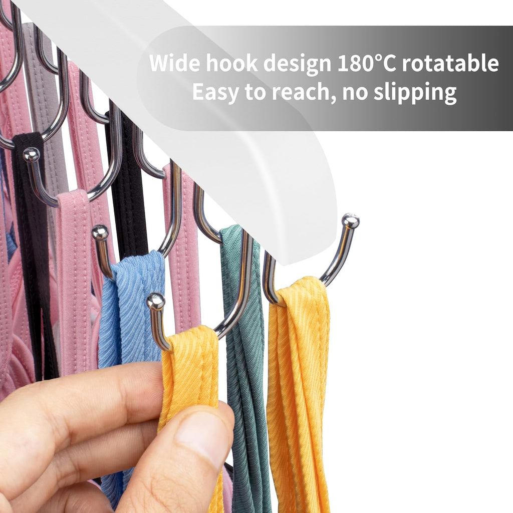 Bra Hangers for Closet Organizer,Tank Top Hanger with 20 Hooks,Space Saving Wooden Adjustable Hangers,Closet Organizers and Storage Suitable for Dorm,Apartments (2, White)