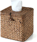 Seagrass Tissue Box Cover Square, Woven Wicker Tissue Box Holder, Brown