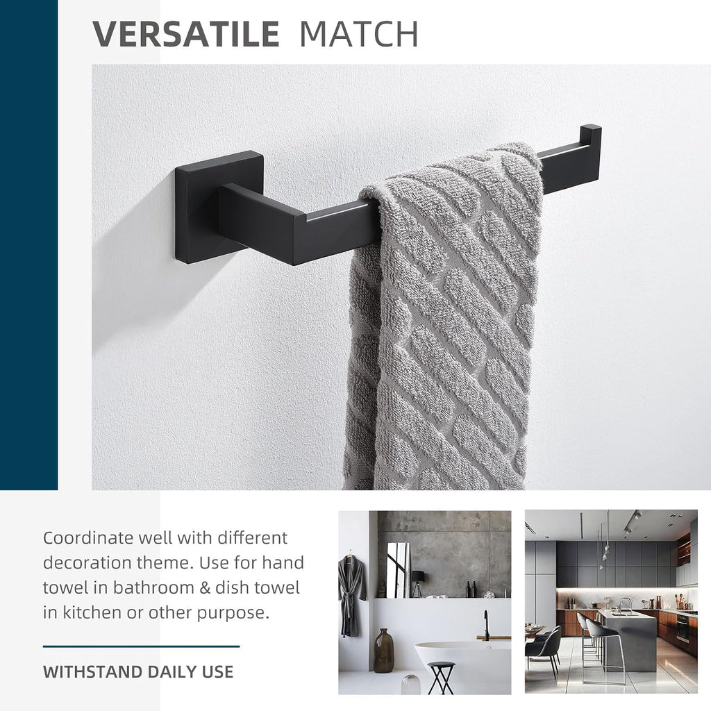 Angle Simple Bathroom Towel Holder Matte Black, 10.24-Inch Hand Towel Rack
