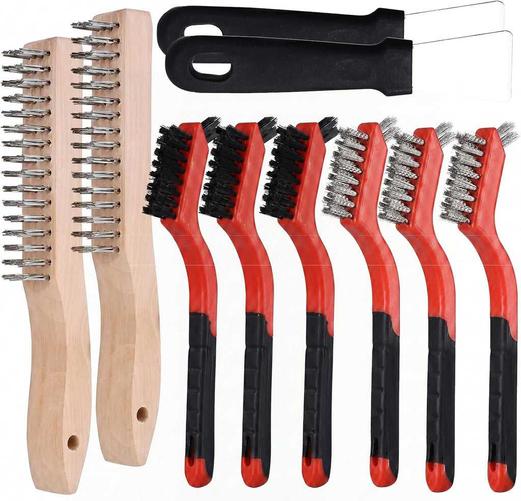 Wire Brush Set for Cleaning, 10-Piece Wire Brush for Rust Paint Removal
