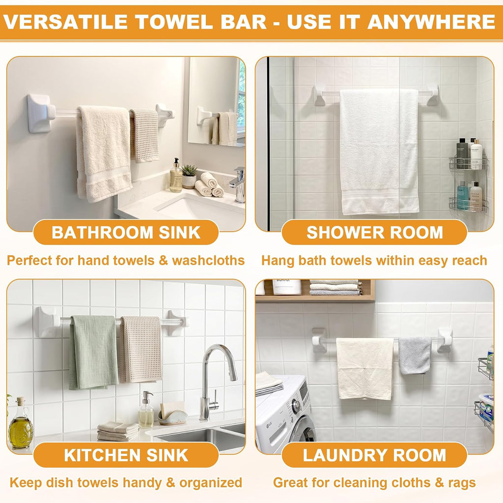 2 Pack 24 Inch Clear Bathroom Towel Bar Replacement Rod for Ceramic Holder