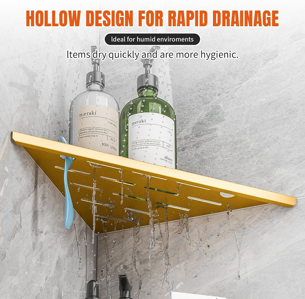 Corner Shower Shelves with Razor Hole, Modern Sturdy Shower Shelves