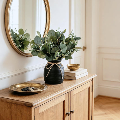 10pcs Artificial Eucalyptus Plants in Vase for Modern Farmhouse Home Decor