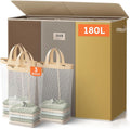 SOLEDI 180L 3-Section Laundry Hamper with Lid, Extra Large Dirty Clothes Basket with Sturdy Handles for Laundry Room & Bedroom - Durable Organizer for Sorting Laundry