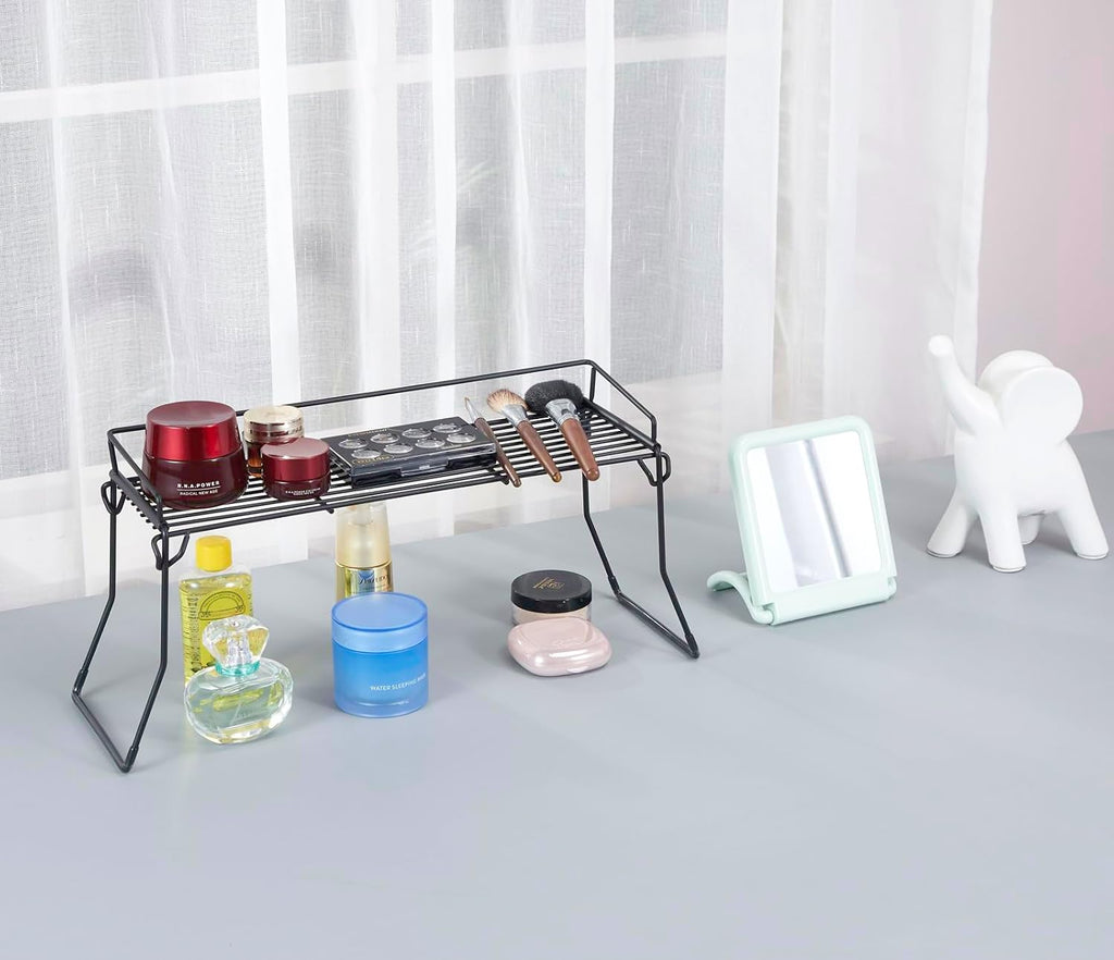 JUNCHU CHERRY Metal The Sink Vanity Organizer 2 Pack, Bathroom or Kitchen Sink Organizer, Feminine Products Organizer (2 Black)