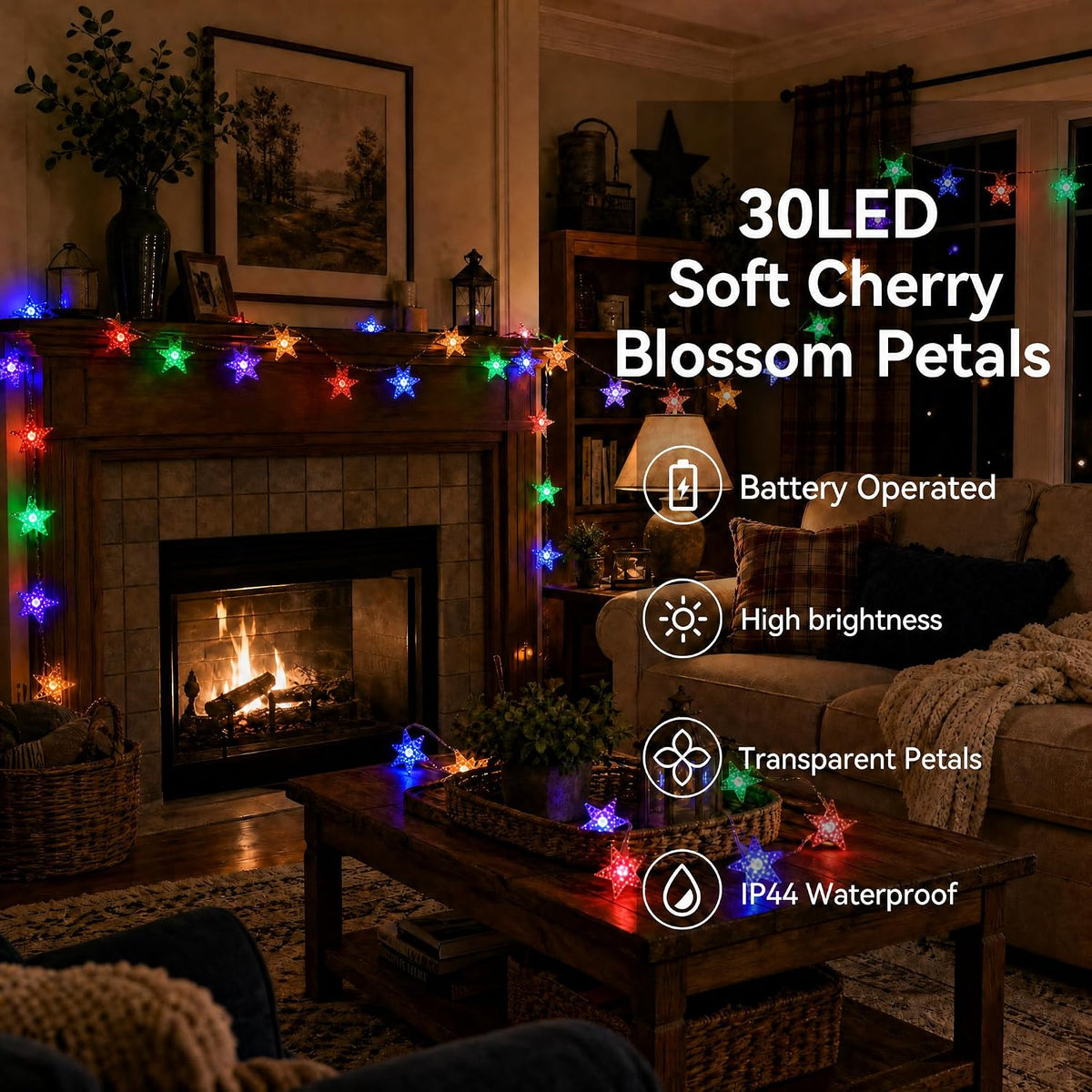 ITICdecor Battery Operated Star Lights 15FT 30LED Multicolor