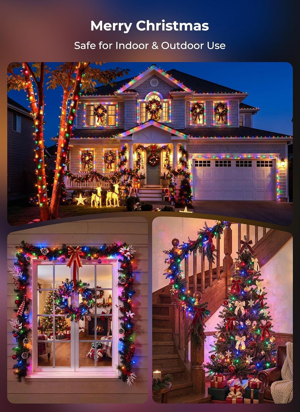 Minetom Clear Christmas Lights 2 Pack 20 Feet 100 Counts Multicolor