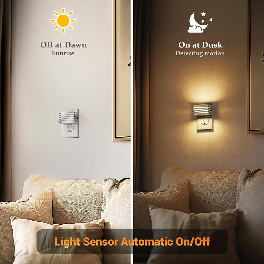 JandCase LED Night Light, Silver Night Lights Plug into Wall Dusk to Dawn