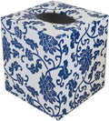 S Forever Home Decor Flower Pattern Faux Leather Tissue Box Cover (Square,Blue and White Porcelain)