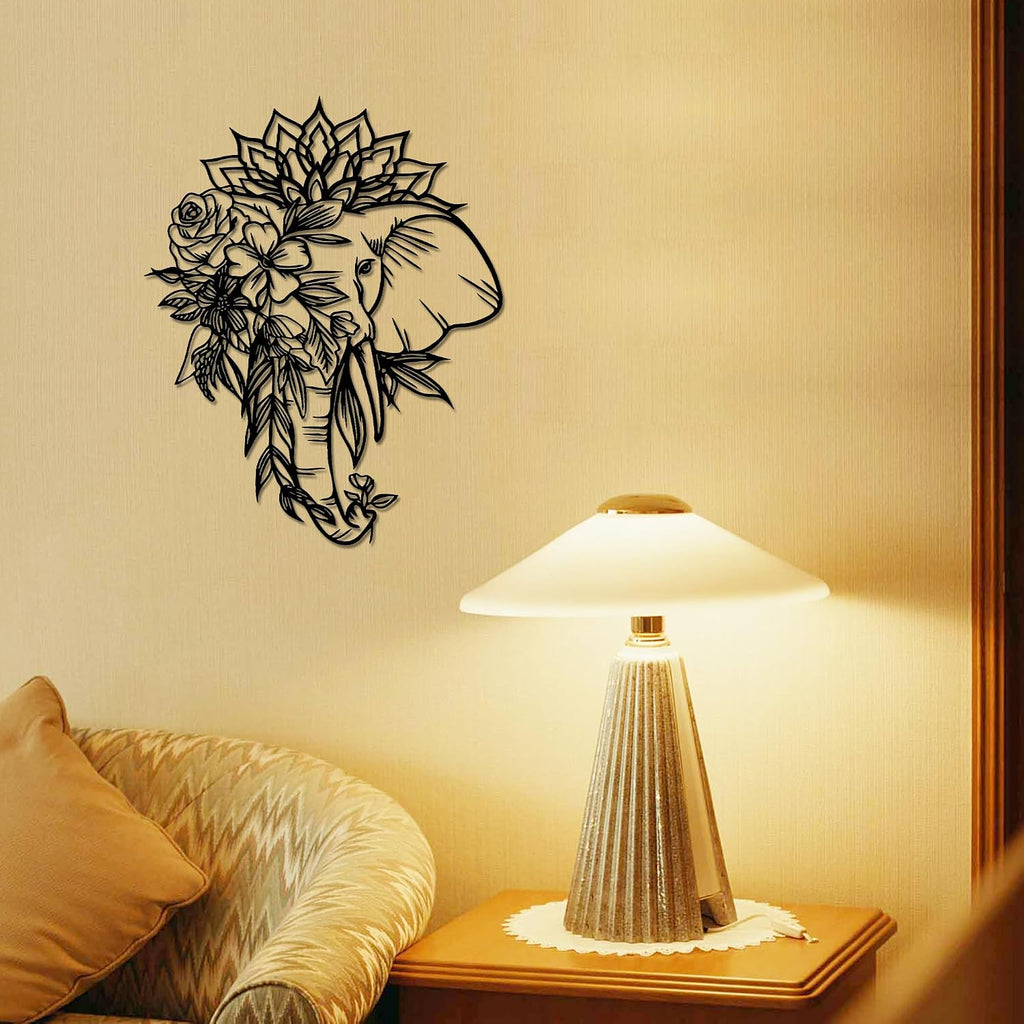 Rajukit Elephant with Lotus Metal Wall Art – Indian Home Decor