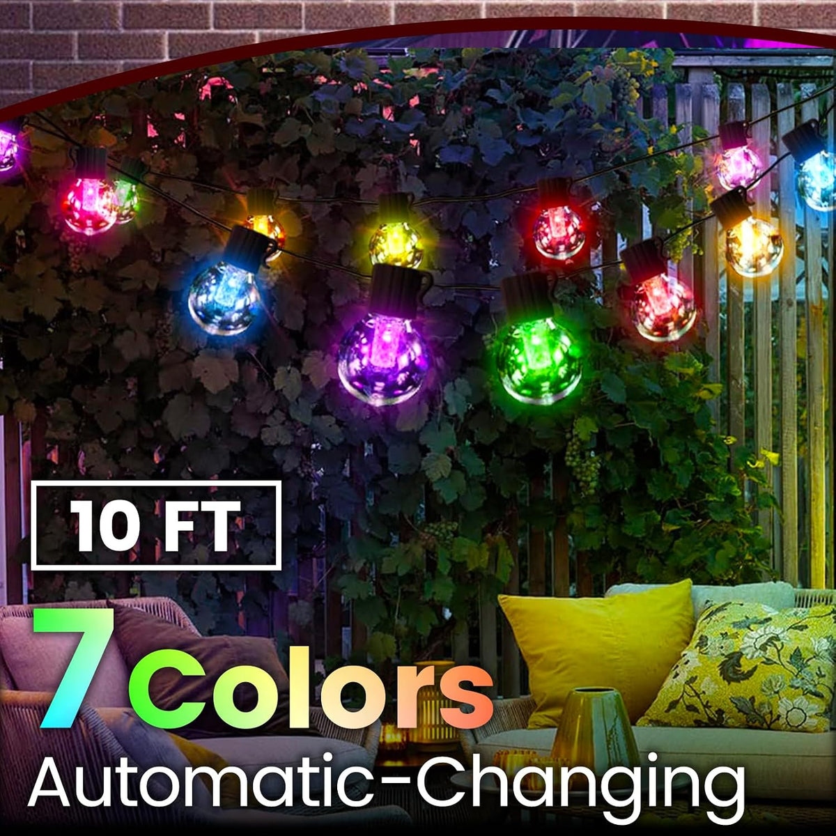 10FT Color Changing String Lights Outdoor LED Patio Lights