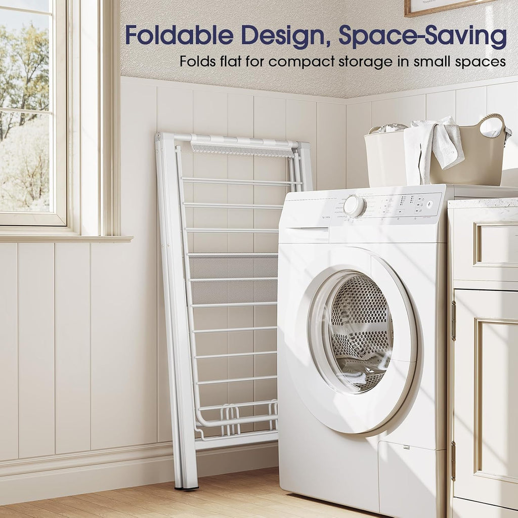 APEXCHASER Clothes Drying Rack, 67.3" L Height Adjustable, Foldable, White