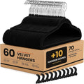 Velvet Hangers 60 Pack with 10 Hooks - Black Non-Slip Clothes Hangers, Ultra Thin Space Saving Design for Coats, Suits, Shirts, Dresses, Pants & Closet Organization