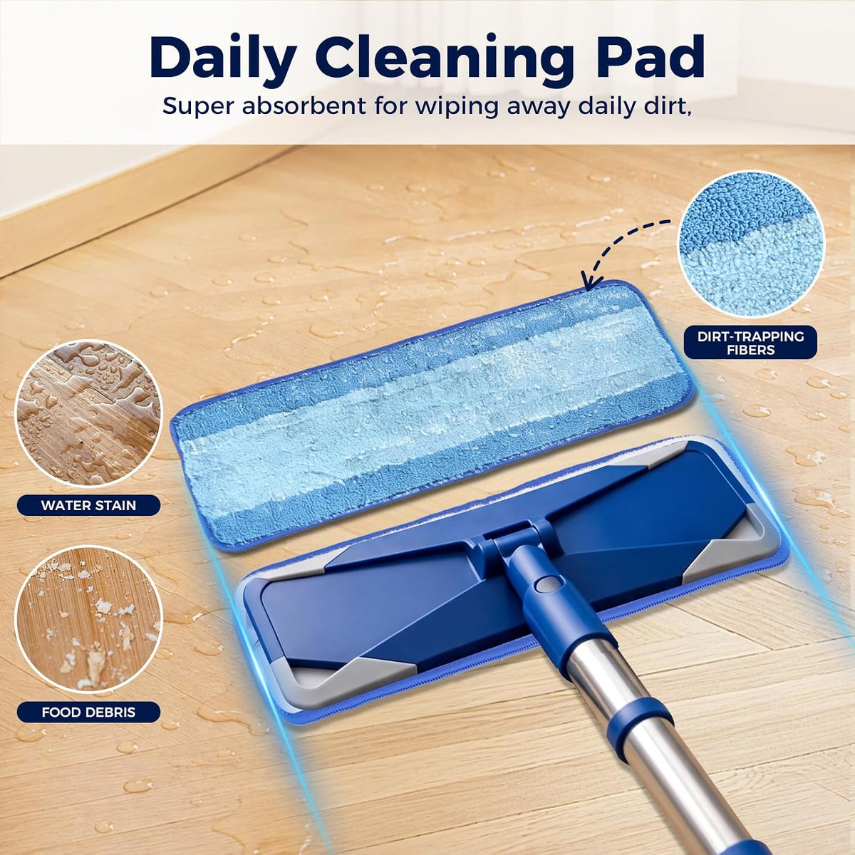 AIAKO Microfiber Replacement Mop Pads for Bona Hardwood Floor, 3 Pack