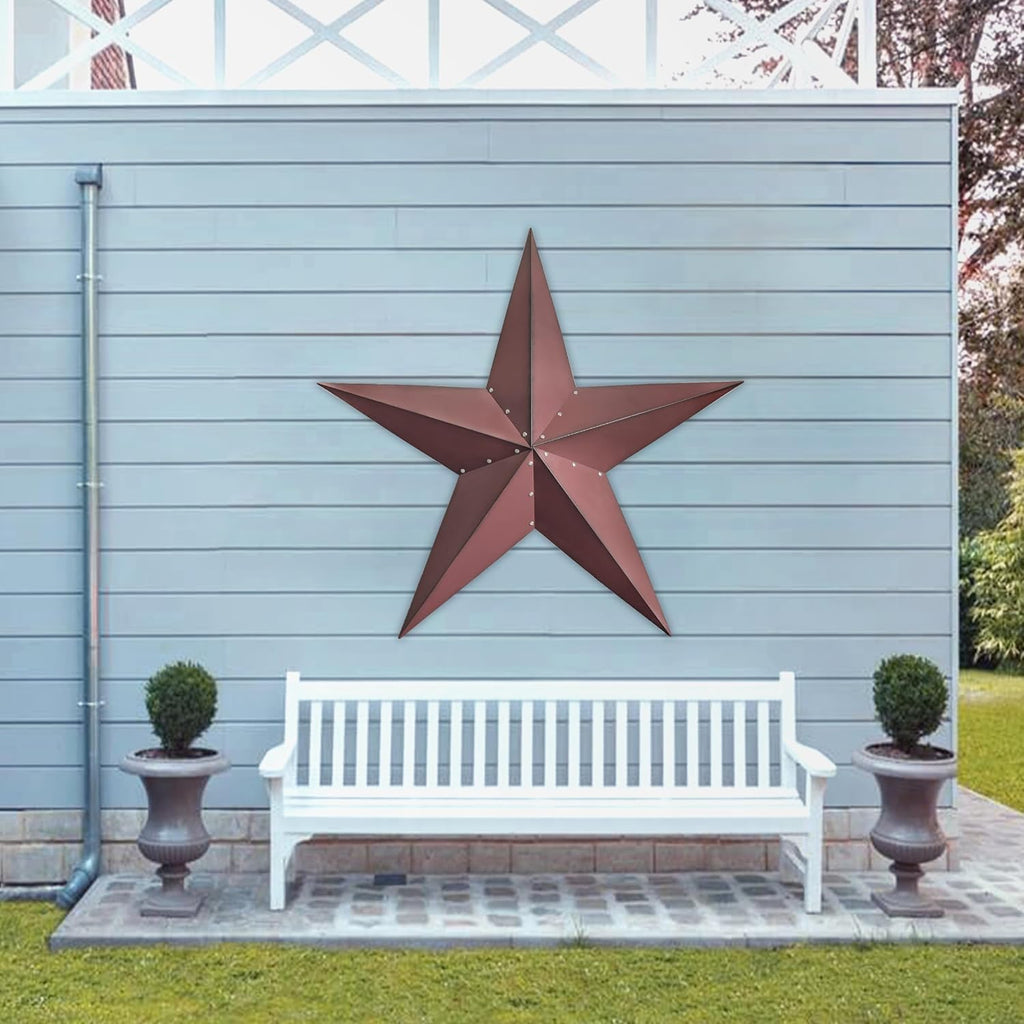 COOZZYHOUR 48Inch Large Metal Barn Star Outdoor Wall art Decor-Americana Exterior House Decor-Metal Star for Outside Texas Stars Art Rustic Vintage Western Country Home Farmhouse Decoration