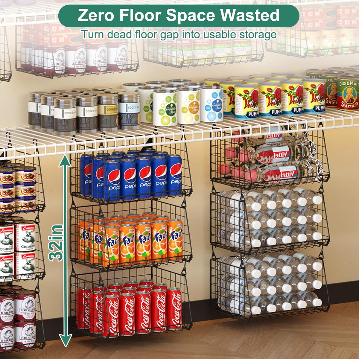 Jsskeeim 3 Pack Under Bottom Shelf Hanging Baskets for Pantry