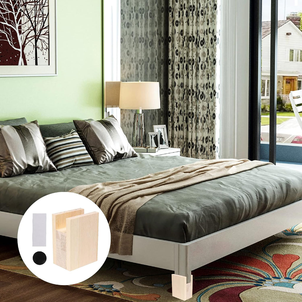 2PCS Bed Risers Furniture Riser Heavy Duty Bed Lifts in Heights of 4Inches (add Height 10cm)