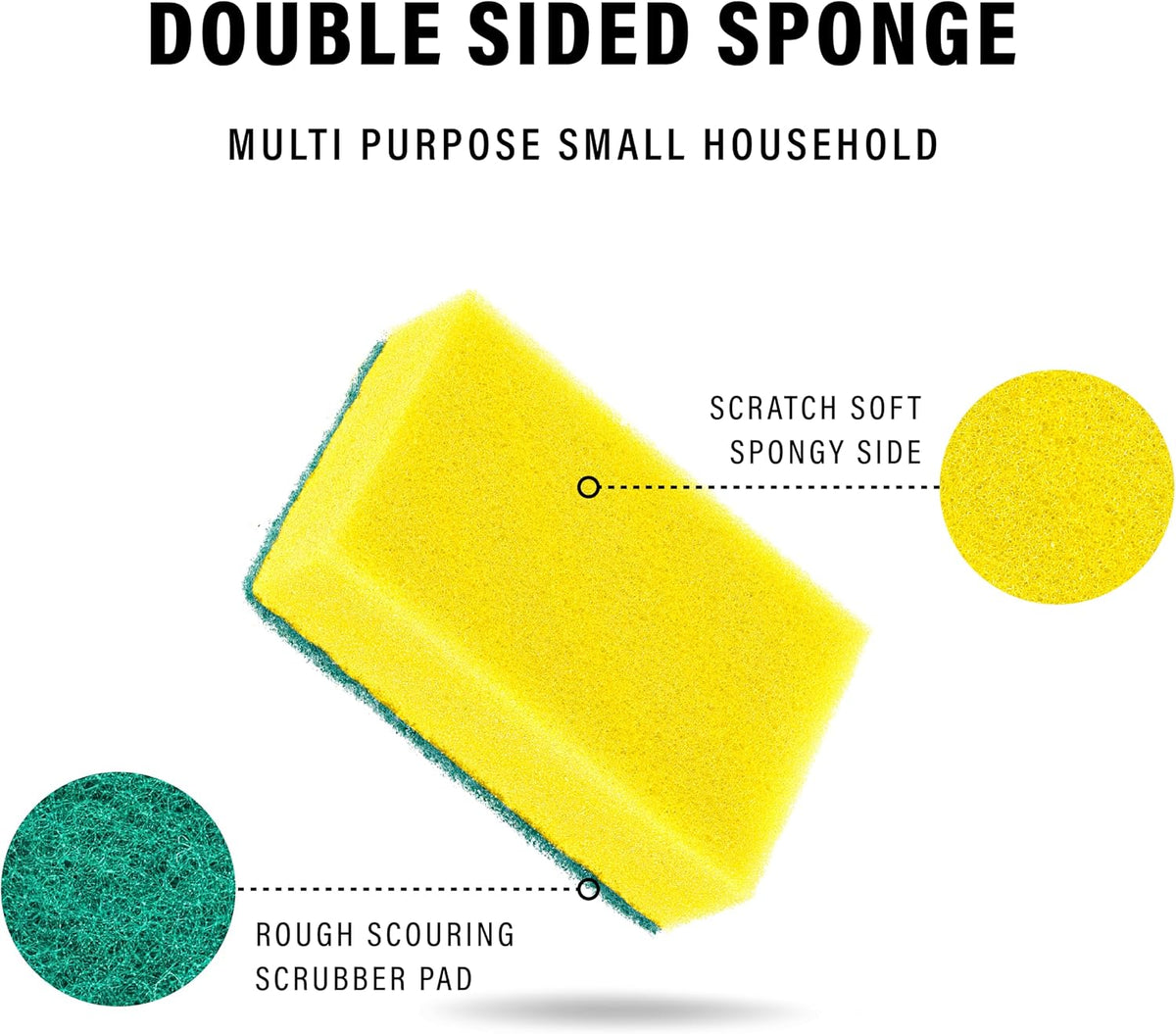 DecorRack 80 Kitchen Scrub Sponges, Heavy Duty Bulk Pack, Yellow