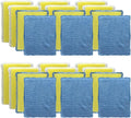 LOLA Microfiber & Nylon Net Sponges, 24 Pack, 12 Dual Sided Non-Scratch Sponge Pads & 12 w/Microfiber Cloth One Side and Netting on the Other Side