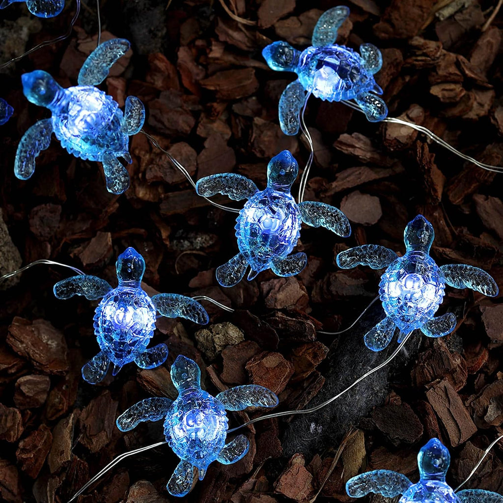 Blue Sea Turtle String Lights -Nautical Wall Décor -Fairy Lights-10ft 30 LEDs -Remote Controll-USB Plug-in -Battery Pack - Summer Ocean Themed -Wedding- Baby Shower- Birthday Party -House Decoration