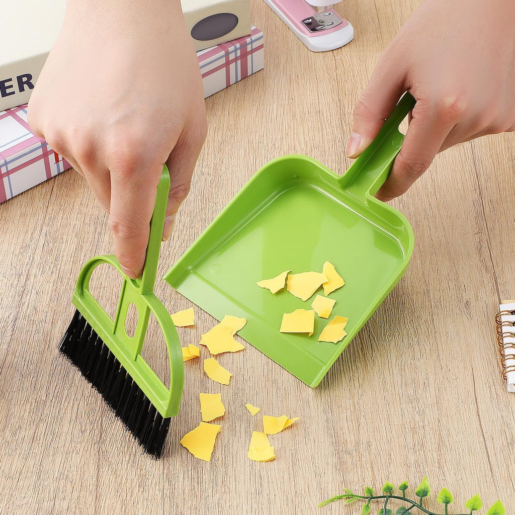DECHOUS 6 Pack Mini Broom and Dustpan Set Desktop Cleaning Brush Set with Soft Bristles and Pointed Bristles for Desk Keyboard Windowsill Counter Home Office Sweeping Tools