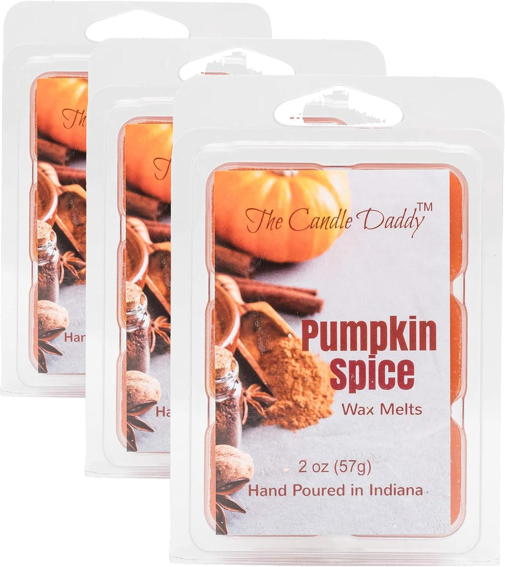 The Candle Daddy Pumpkin Spice Fall Autum Scented Melt- Maximum Scent Wax Cubes/Melts- 3 Pack -2 Ounces- 6 Cubes