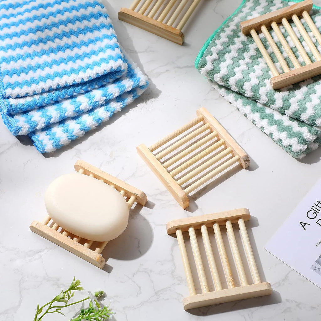 Amyhill 50 Pcs Bamboo Soap Dish Bulk Soap Holder Draining,Wooden Color