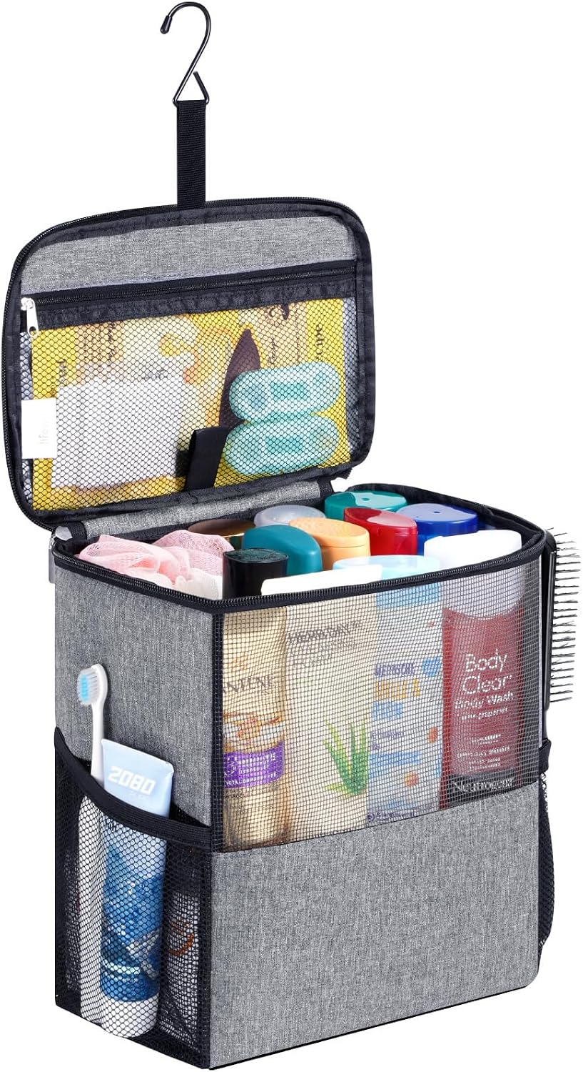 Lifewit Mesh Shower Caddy Bag, Hanging Shower Organizer, Large, Grey
