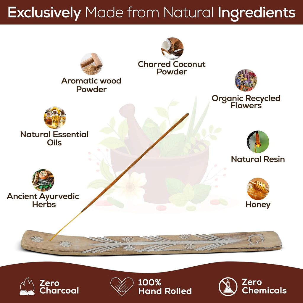 Satya Namaste Incense Sticks, Satya Bng (Bangalore) Insenses 15gmx12 Pack with Raajsee Incense Holder Bundle, Satya Nagchampa Natural Incense