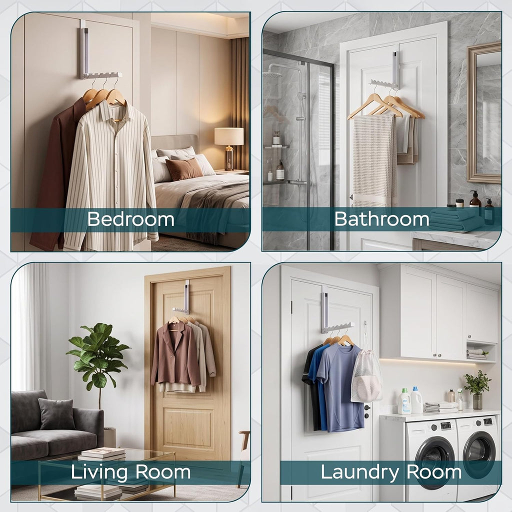 Over The Door Clothes Drying Rack with Folding Arm