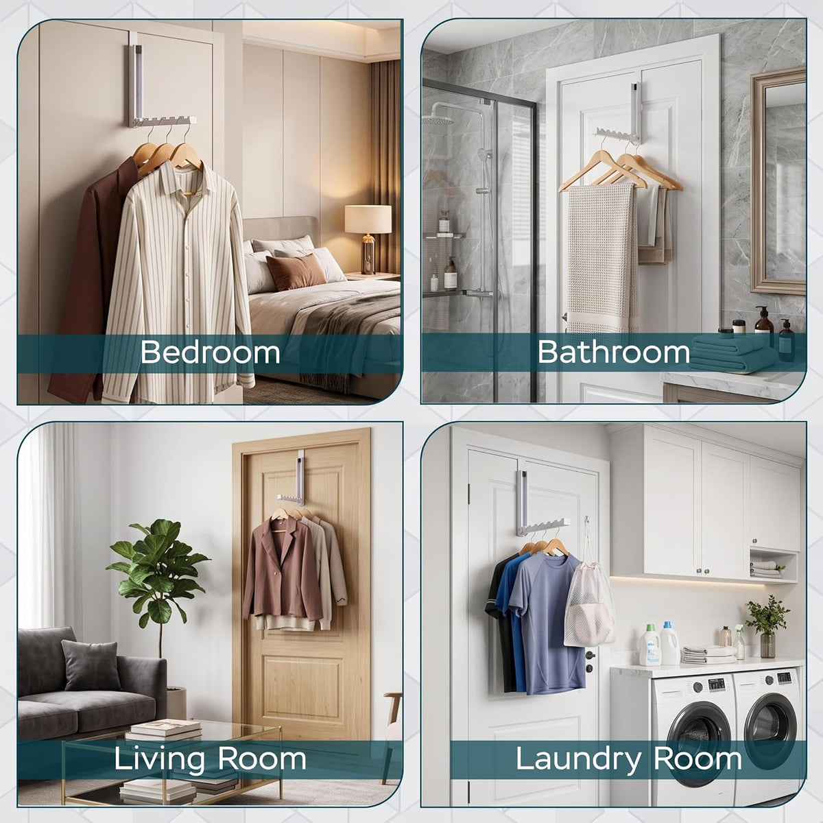 Over The Door Clothes Drying Rack with Folding Arm