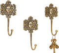 IndianShelf 3 Brass Sunflower Wall Hooks Vintage Gold Coat Key Towel Hanger