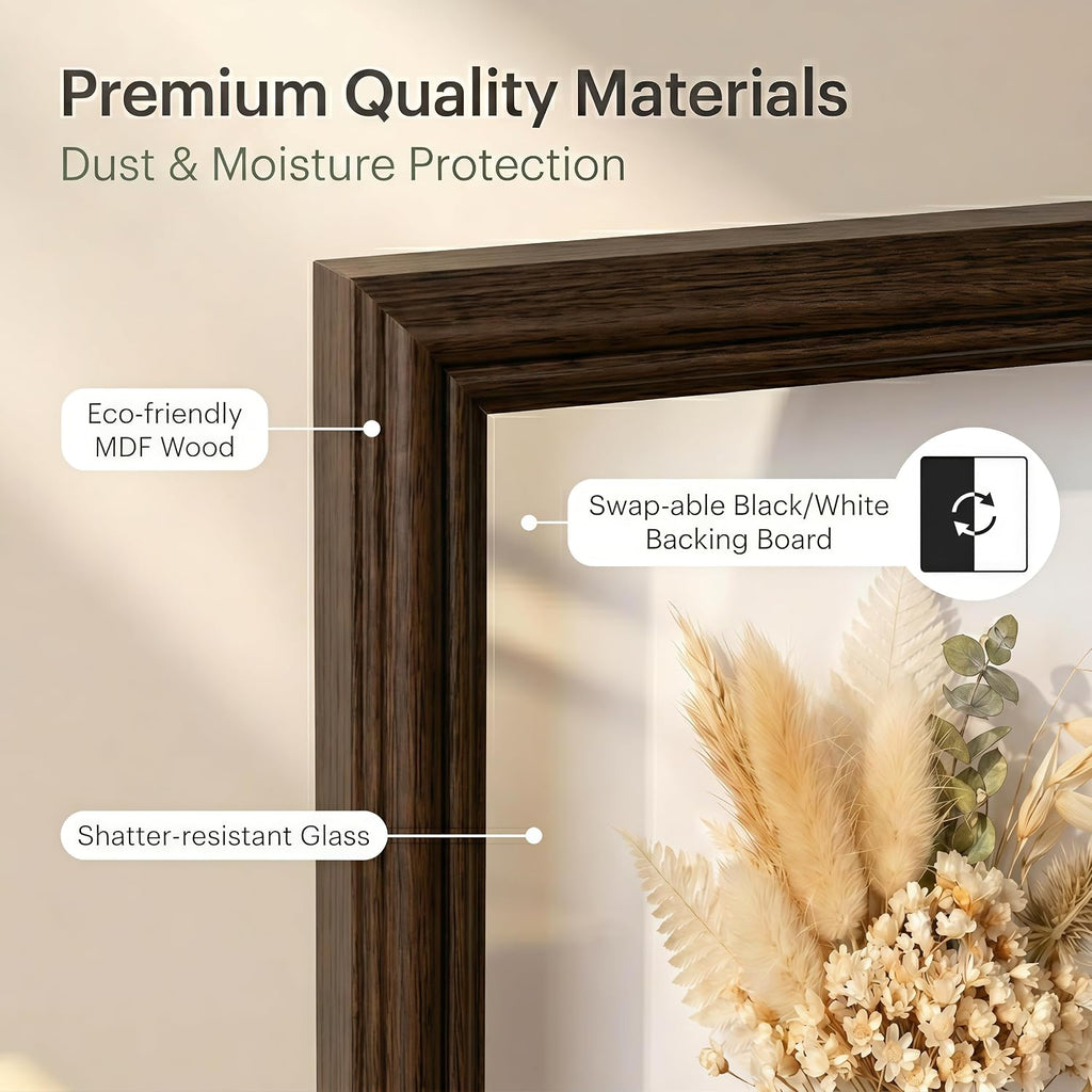8x10 Shadow Box Frame with Shatter-Resistant Glass - 1.2" Deep ,3 Pcs