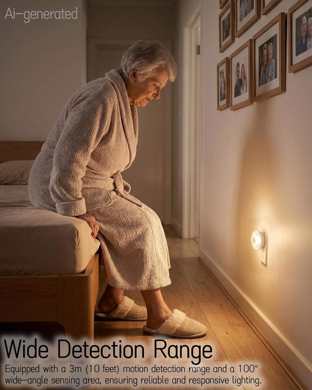 2 Pieces LED Motion Sensor Night Light, 110V Plug-in Wall Nightlight, Bathroom and Hallway Sensor Light, Ideal Night Light for Elderly Getting Up at Night (White-White Light)