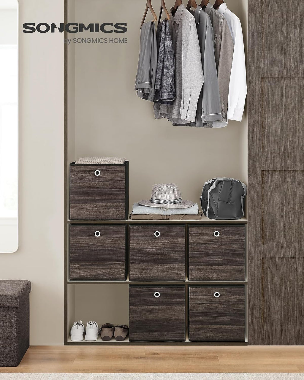 SONGMICS Storage Cubes, Set of 6, 13-Inch Foldable Closet Organizers