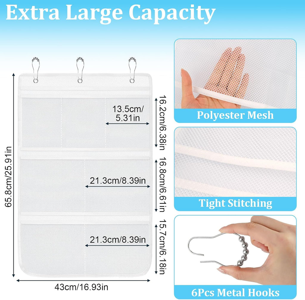 Mesh Shower Organizer for Bath, 2 Pack Mesh Shower Caddy Hanging, Quick Dry