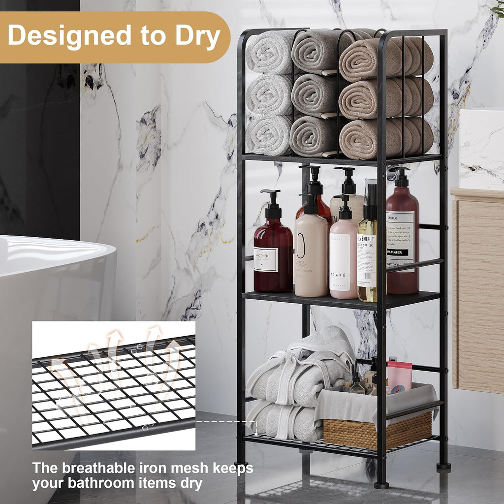 3-Tier Freestanding Towel Racks for Bathroom, Black Towel Rack Stand