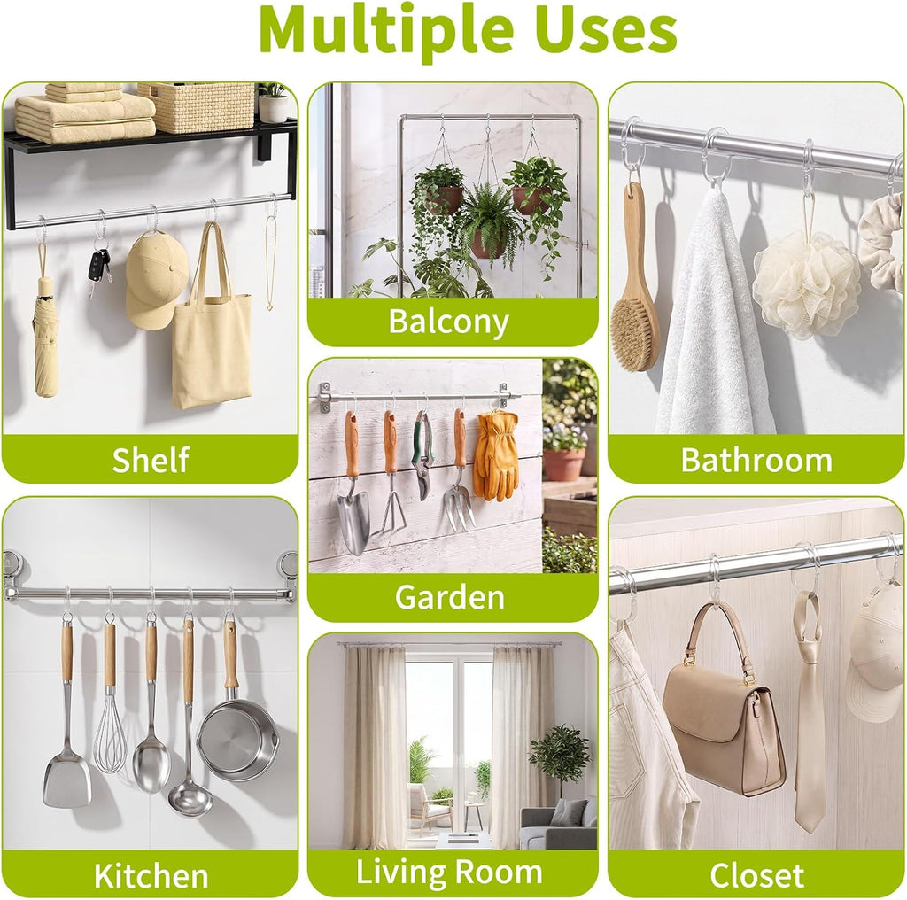 24 Pack Plastic Shower Curtain Hooks, Goowin C Shaped Clear Shower Curtain Rings Rust Proof, Anti-Drop Shower Curtain Hangers Shower Hooks for Shower Curtain, Bathroom Shower Rings for Curtain, Clear