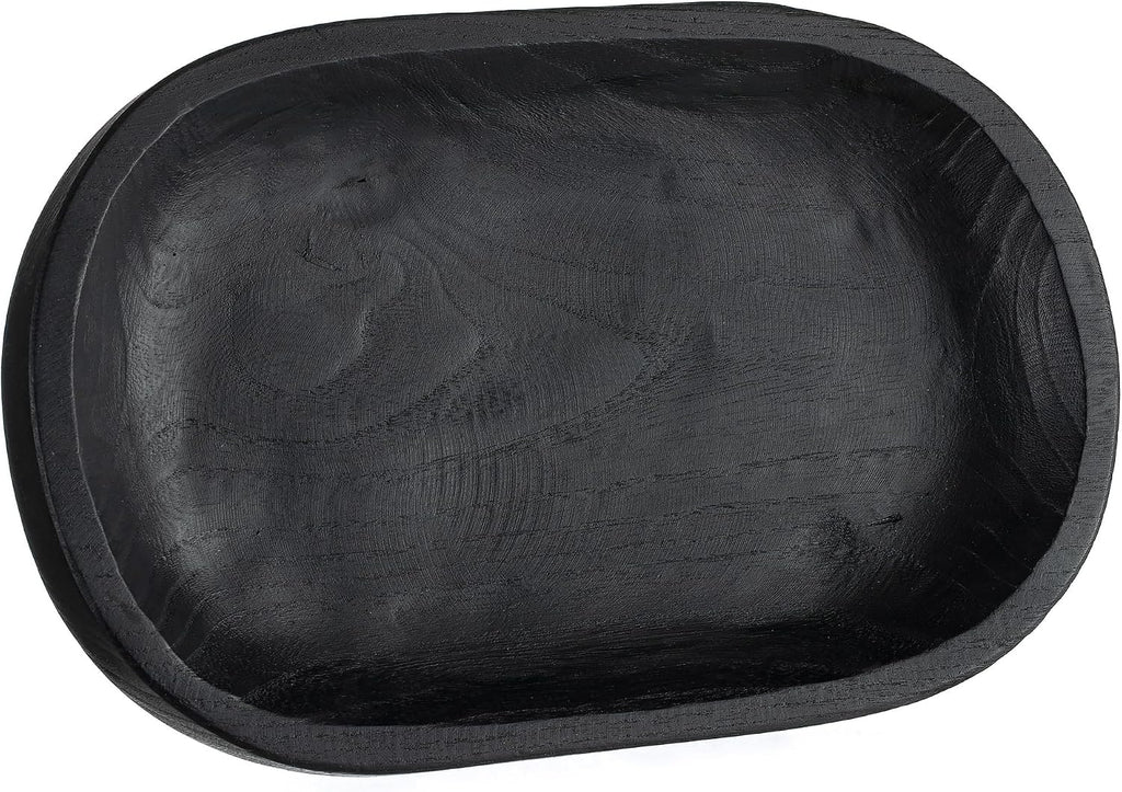 Hanobe Wooden Decorative Key Bowl for Coffee Table Decor, Rustic Black