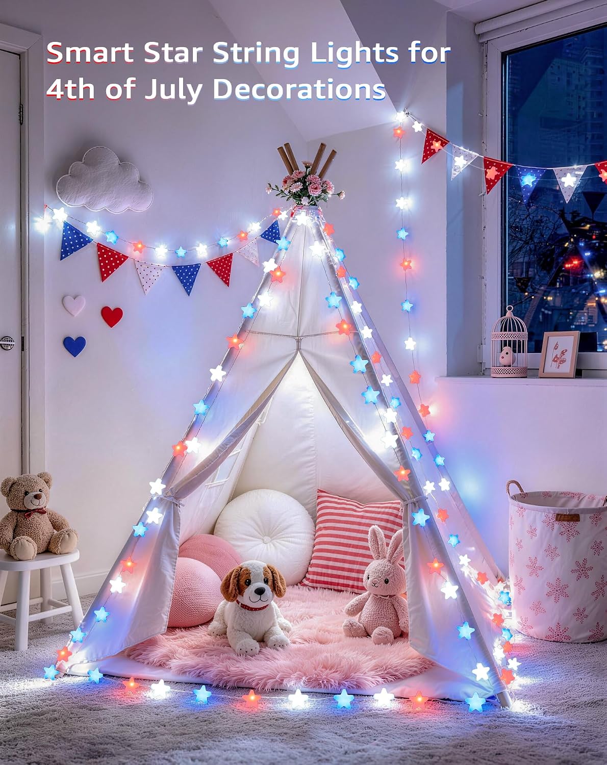 JMEXSUSS 33FT 66 LED Color Changing Smart Star String Lights for Bedroom