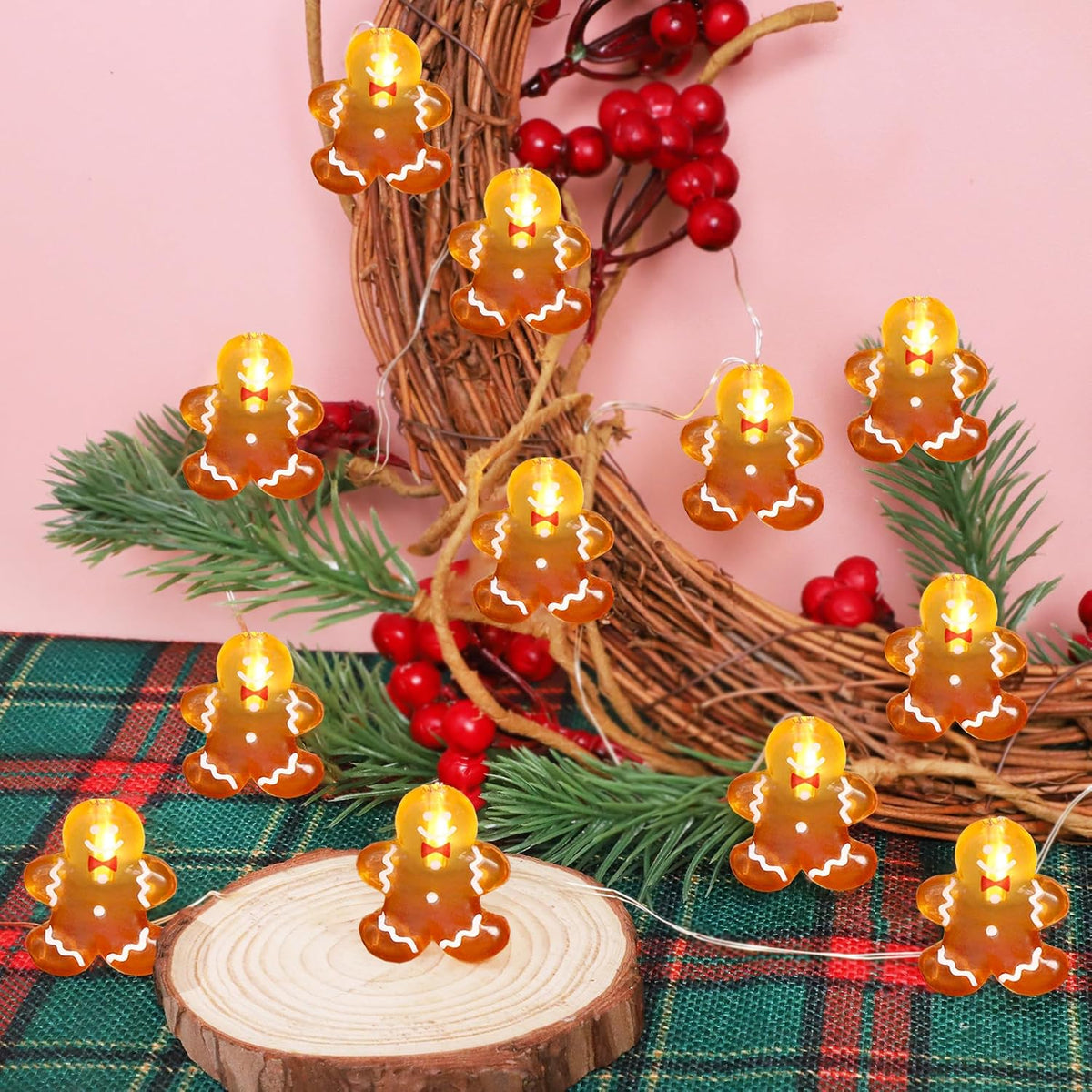 Impress Life Christmas Decoration Gingerbread Men Cookies String Lights