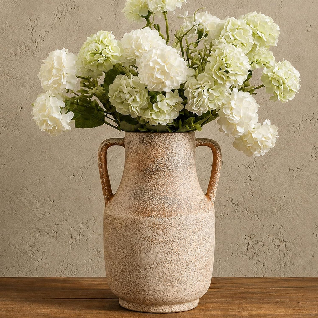 Deep Dream Ceramic Flower Vase with Handles, 11 Inch Large Ceramic Vase, Decorative Tall Terracotta Vase, Farmhouse Rustic Vase for Home Decor, Shelf, Living Room, Bedroom,Table (Terracotta)