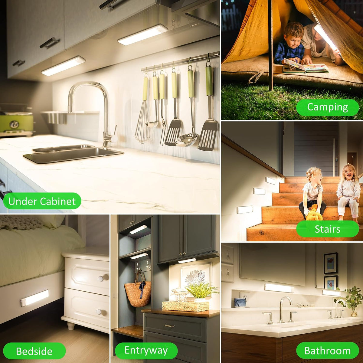 Motion Sensor Under Cabinet Lights, 2-Pack, Neutral White, 8 inch
