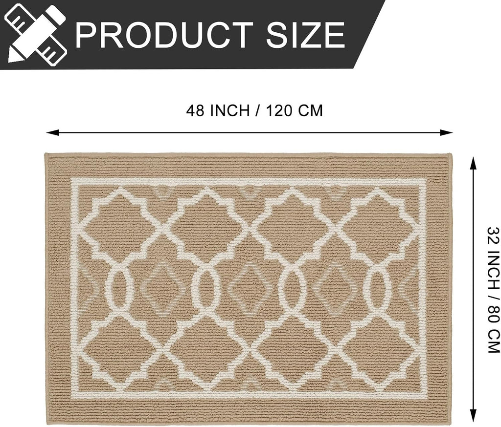 CHICHIC Indoors Doormat 32 x 48 Inch Welcome Mat Front Back Indoors Door Mats for Home Entrance Entry Way Entry Rugs Floor Mat Machines Washable Rugs Inside Non Slip Outdoors Rugs, Khaki