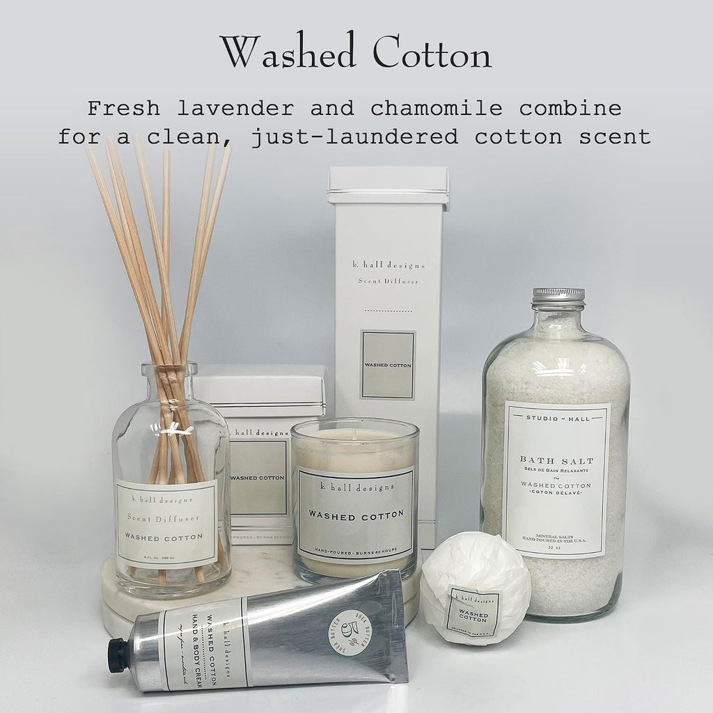 K. Hall Designs Washed Cotton Boxed Diffuser Kit, Refreshing Clean Scent