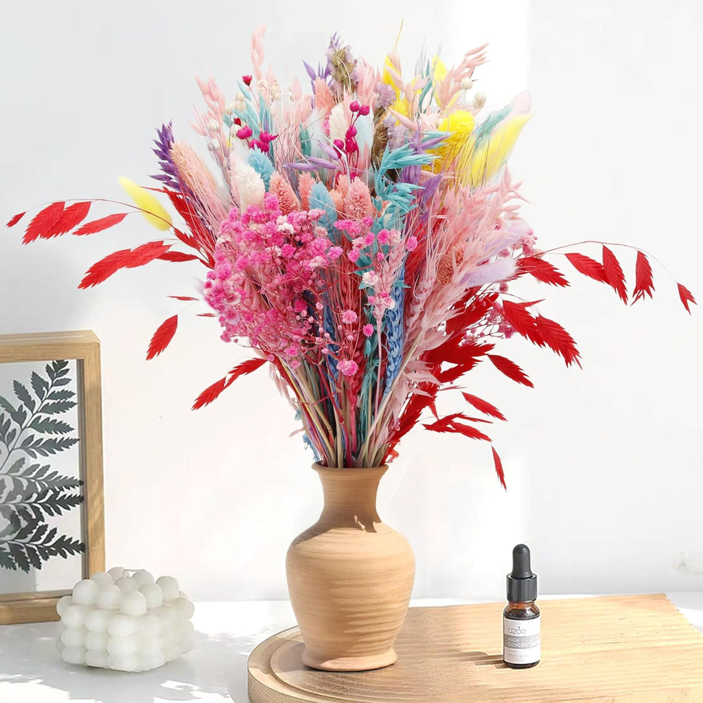 119PCS Pink Pampas Grass, Dried Flowers Bouquet - Preserved Pink Flowers, Colorful Decor - Fall Flower Bouquet for Home Decor, Flower Decor, Wedding Decor, Flower for Vase