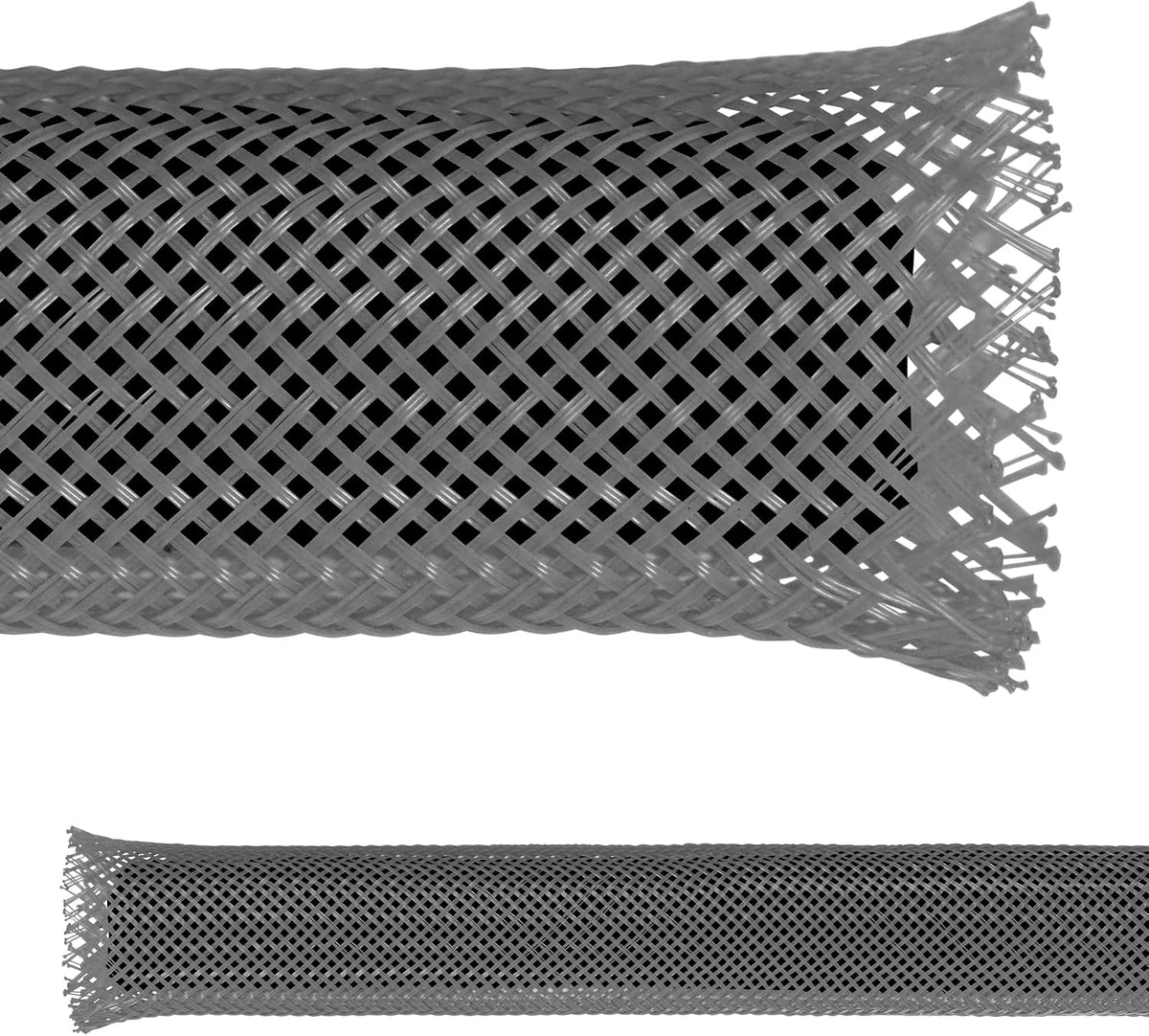 Electriduct 1" PET Expandable Braid Sleeving Flame Retardant Flexible Wire Mesh for Cord Management and Cable Protection - 100 Feet - Gray